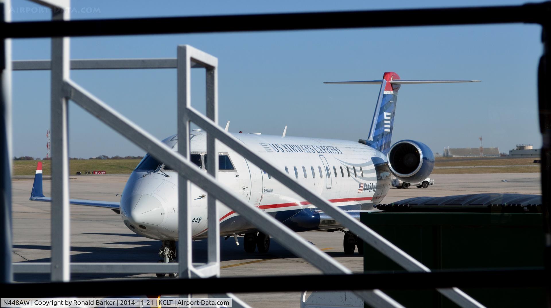 N448AW, 2003 Bombardier CRJ-200LR (CL-600-2B19) C/N 7814, At the gate CLT