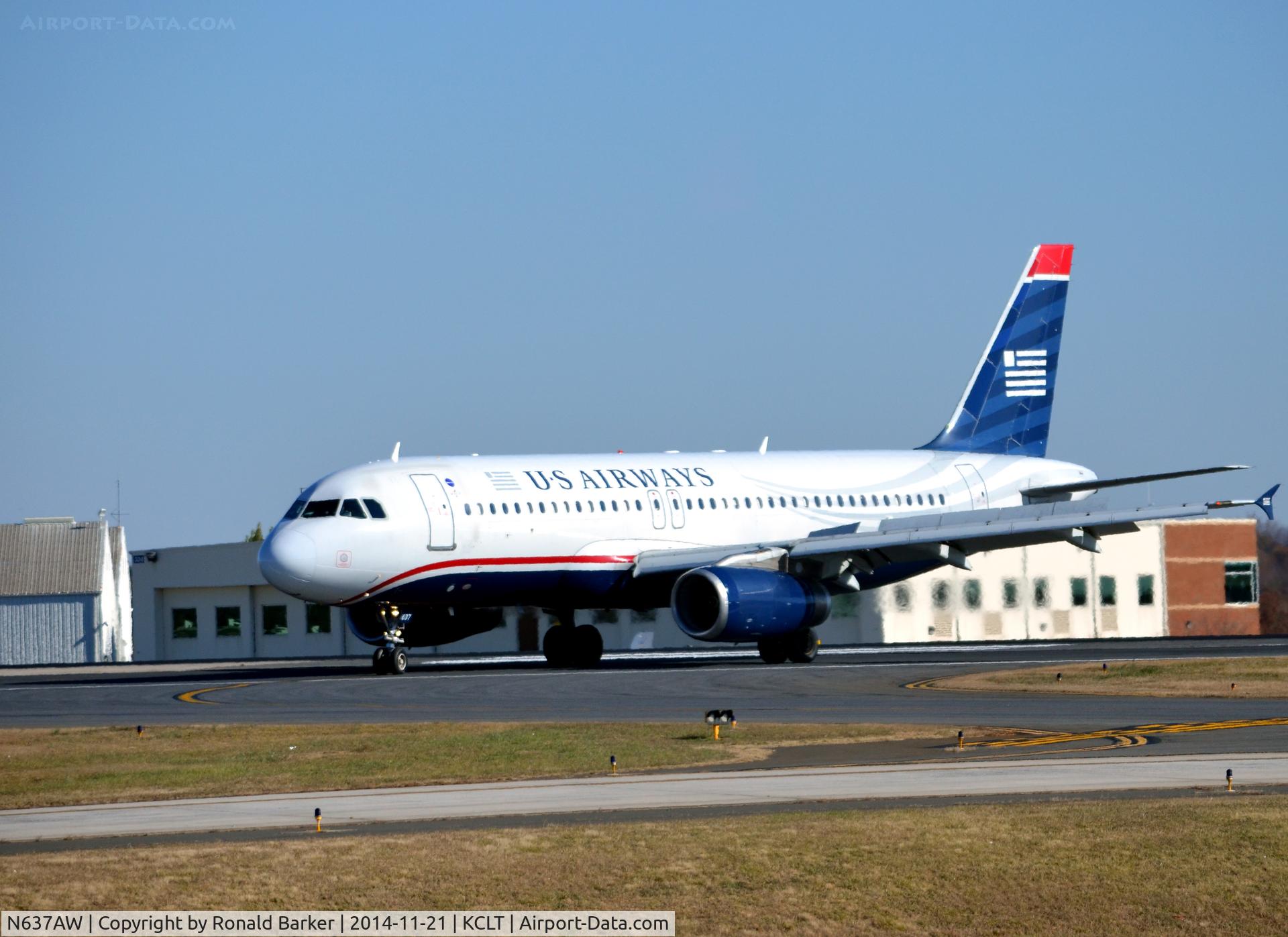 N637AW, 1990 Airbus A320-231 C/N 099, Turning off runway CLT