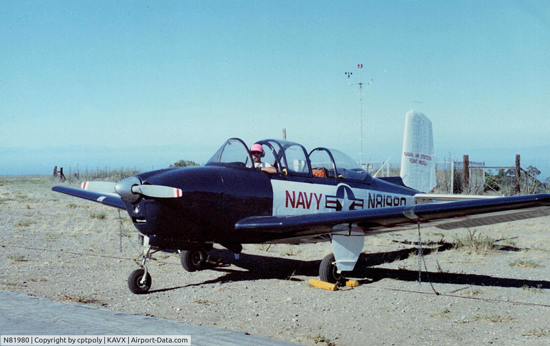 N81980, 1955 Beech D-45 Mentor C/N BG-225, Catalina airport-Late 1980s