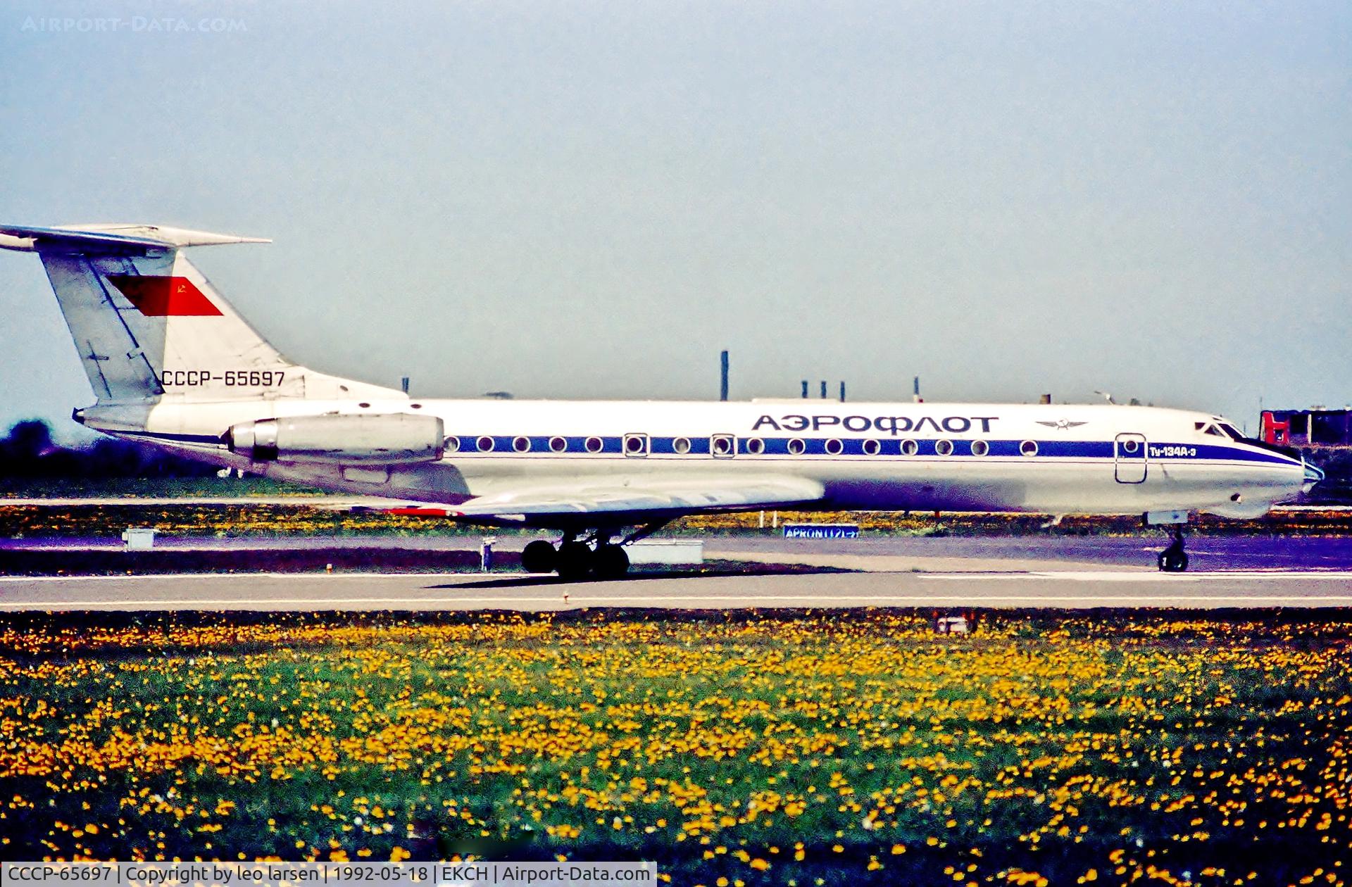CCCP-65697, 1980 Tupolev Tu-134A-3 C/N 63307, Copenhagen 18.5.92