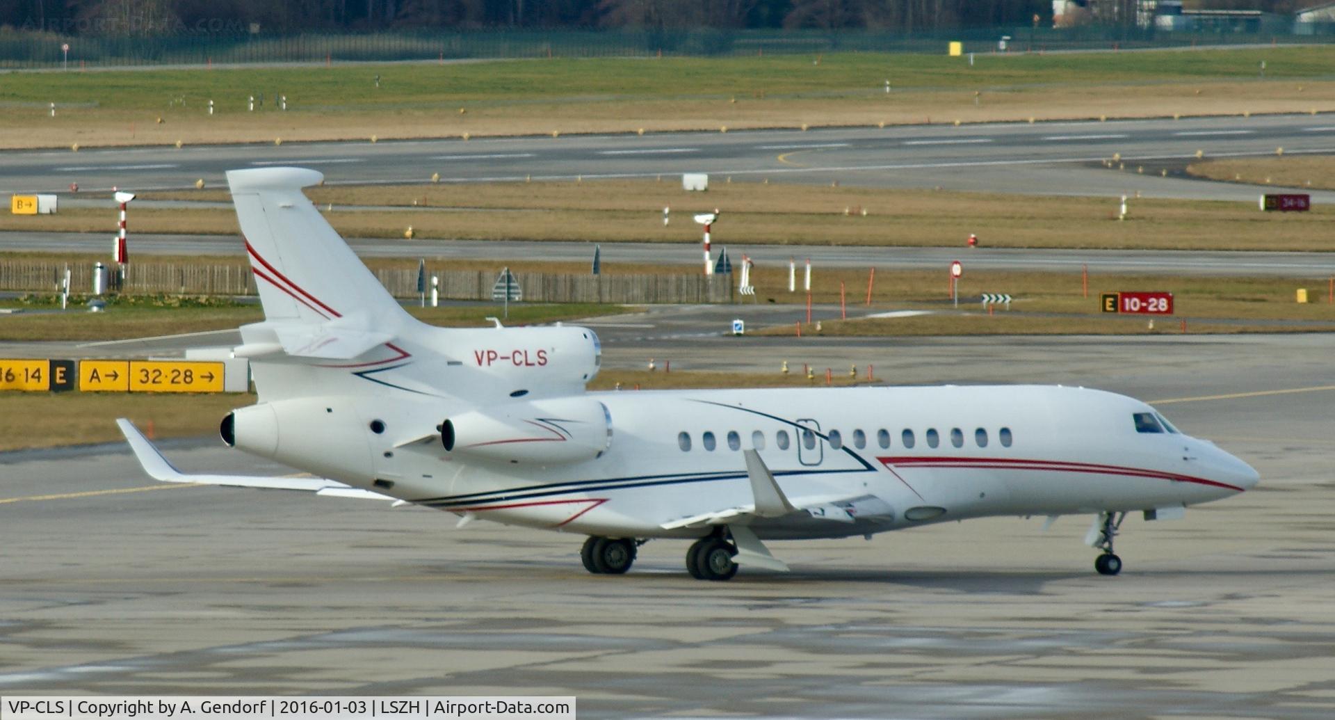VP-CLS, 2014 Dassault Falcon 7X C/N 226, Global Jet Luxembourg (untitled), is here taxiing at Zürich-Kloten(LSZH)