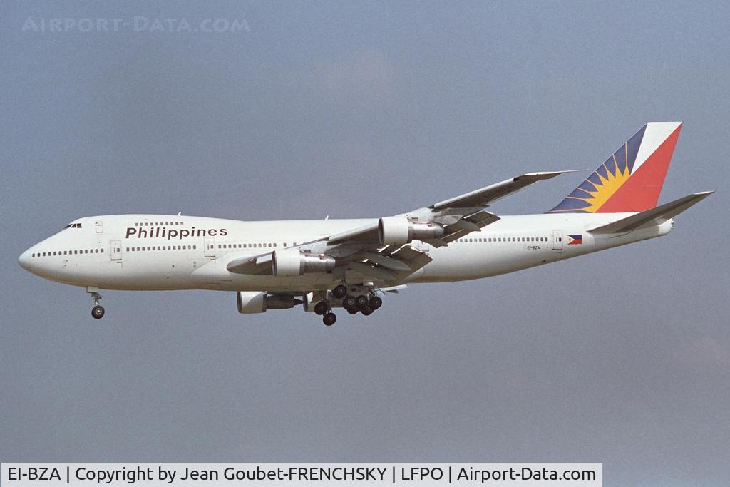 EI-BZA, Boeing 747-283B C/N 22496, Philippine Airlines landing Paris Orly (1988)