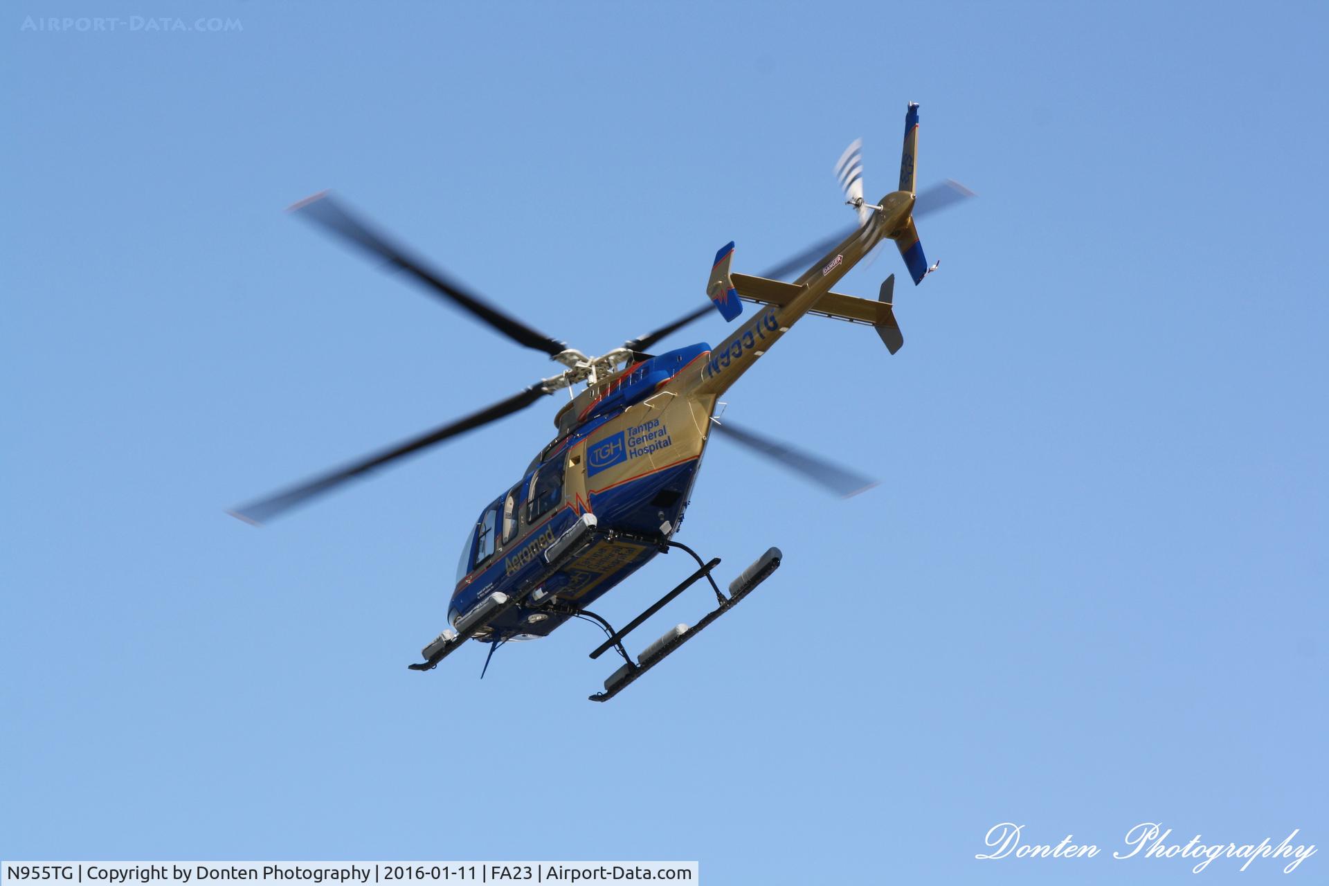 N955TG, 2012 Bell 407 C/N 54379, Aeromed (N955TG) departs the helipad at Sarasota Memorial Hospital