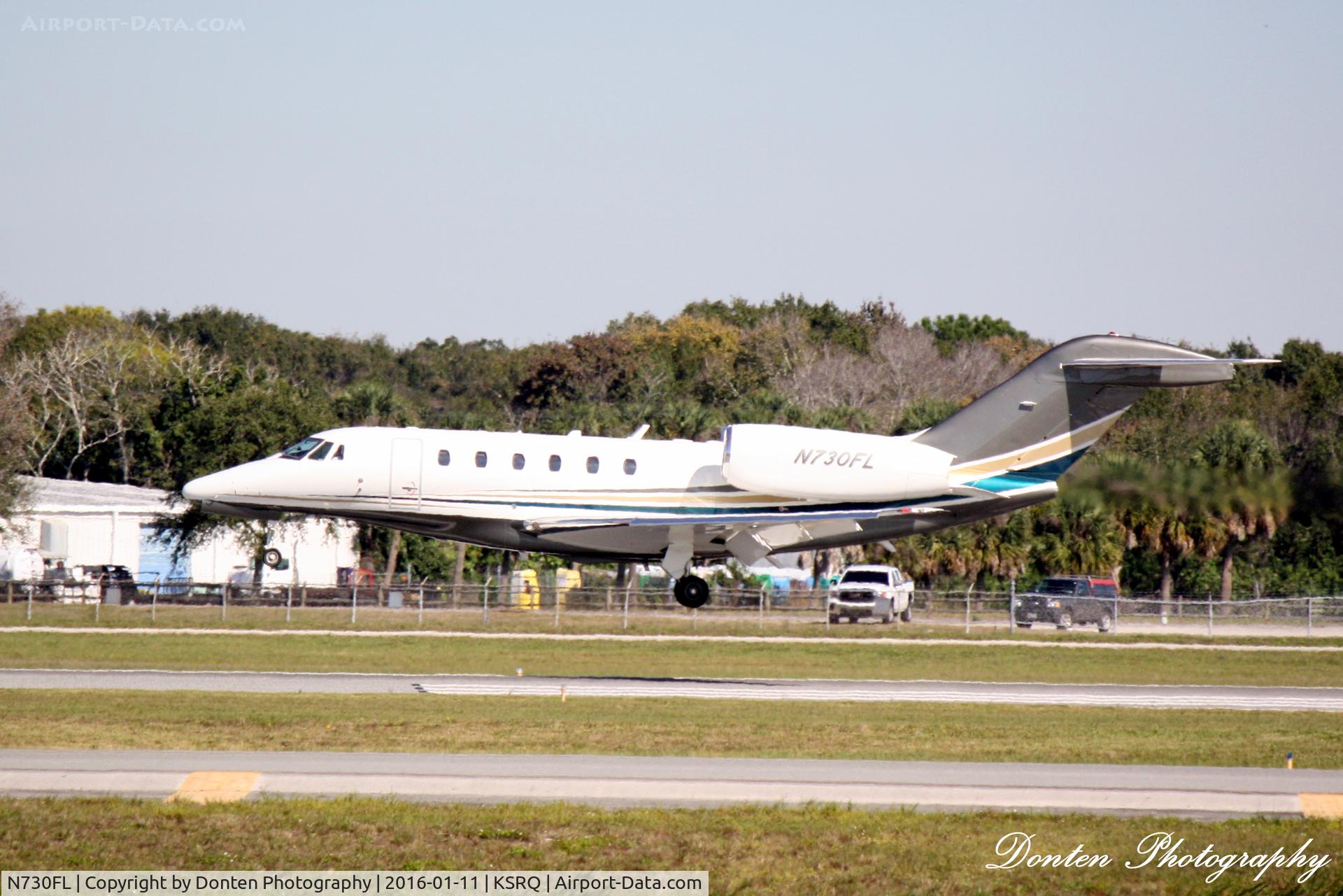 N730FL, 1999 Cessna 750 Citation X Citation X C/N 750-0078, Options Flight 730 (N730FL) arrives at Sarasota-Bradenton International Airport following flight from Southwest Georgia Airport