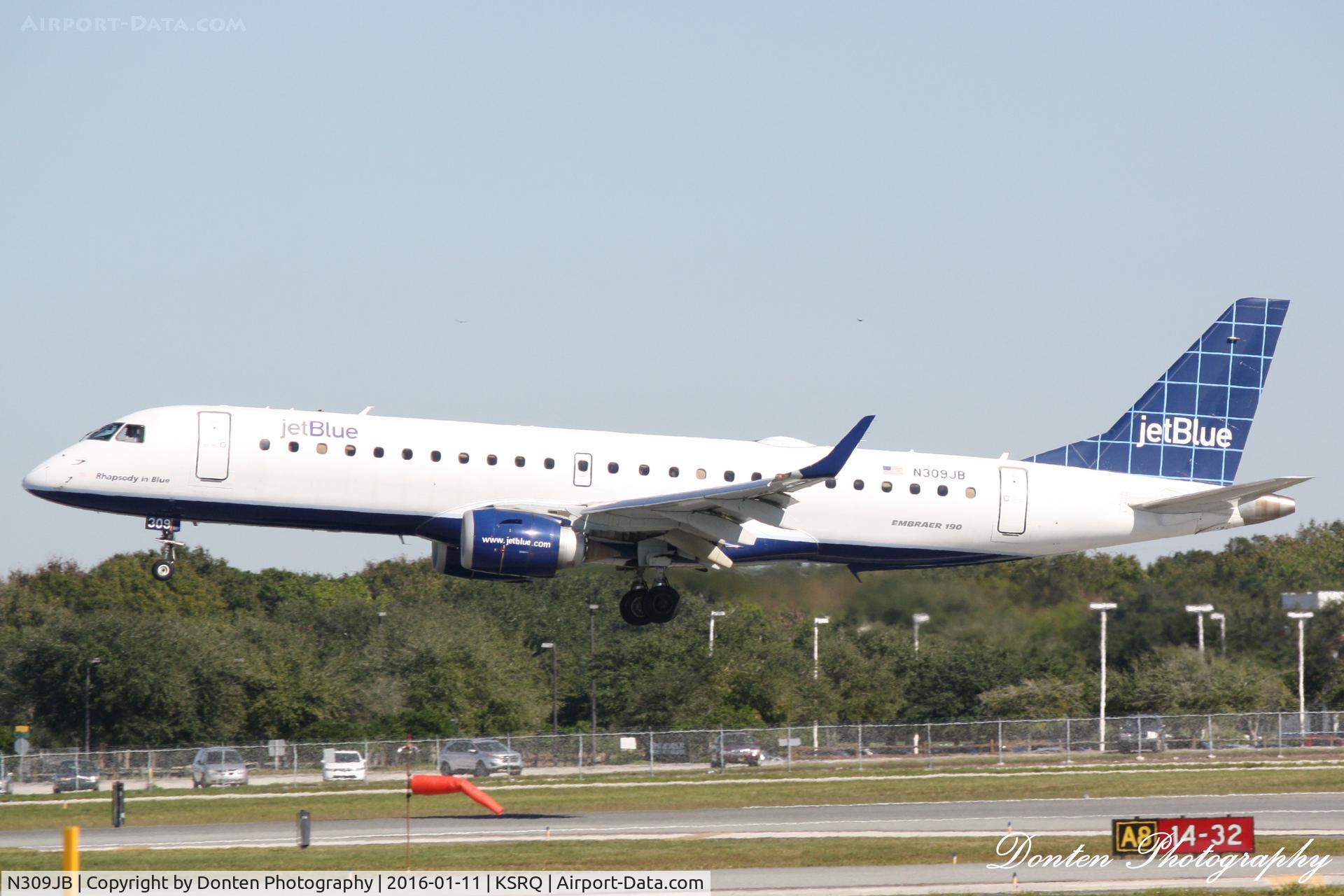 N309JB, Embraer ERJ-190-100 IGW 190AR C/N 19000289, JetBlue Flight 163 (N309JB) 
