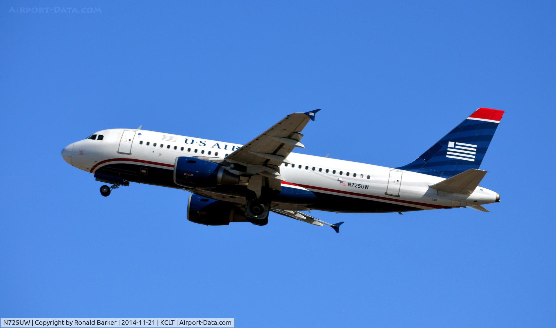 N725UW, 1999 Airbus A319-112 C/N 1135, Departure CLT