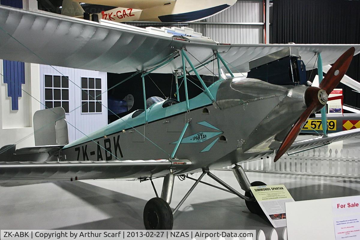 ZK-ABK, 1929 Simmonds Spartan Three Seater C/N 46, ZK-ABK at the Ashburton Aviation Museum February 2013