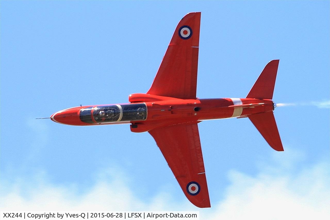 XX244, 1978 Hawker Siddeley Hawk T.1 C/N 080/312080, Royal Air Force Red Arrows Hawker Siddeley Hawk T.1A, Luxeuil-St Sauveur Air Base 116 (LFSX) Open day 2015