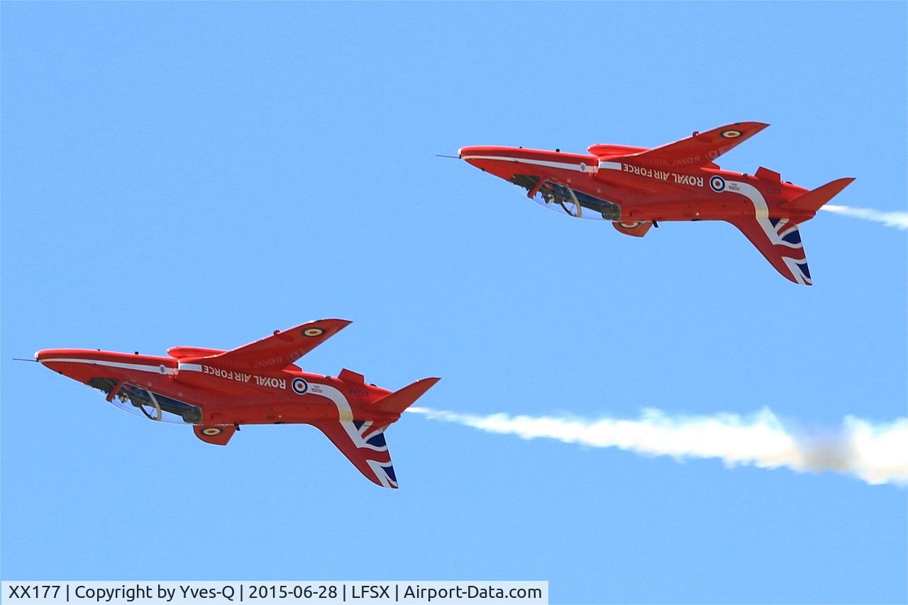 XX177, 1977 Hawker Siddeley Hawk T.1 C/N 024/312024, Royal Air Force Red Arrows Hawker Siddeley Hawk T.1A, Luxeuil-St Sauveur Air Base 116 (LFSX) Open day 2015