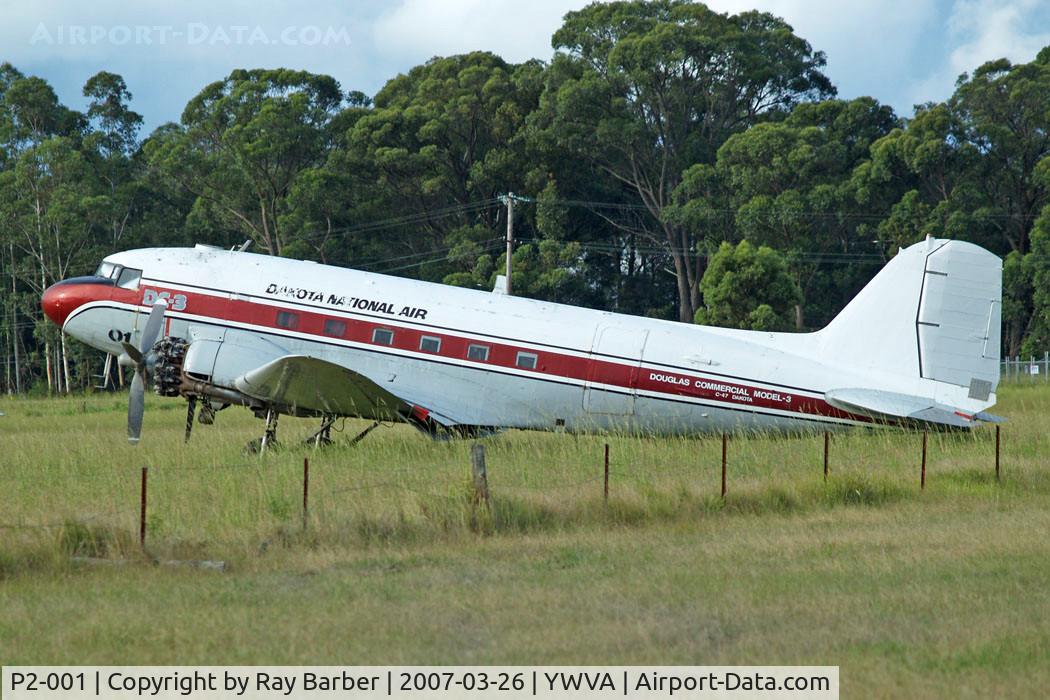 P2-001, 1944 Douglas C-47B Skytrain C/N 16361/33109, P2-001   Douglas DC3C-47B-30-DK [16361/33109] (Dakota National Air) Warnervale~VH 26/03/2007. Since been registered VH-ATO . Now stored in Chrystall Transport yard in 2010