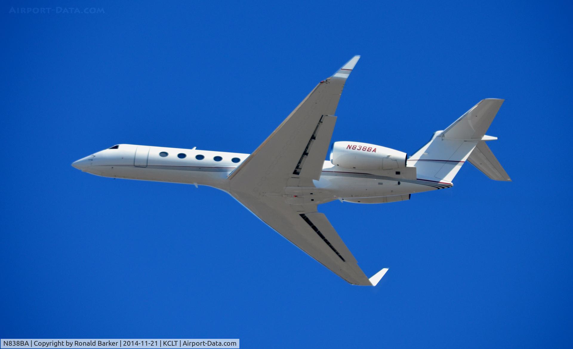 N838BA, 2007 Gulfstream Aerospace GV-SP (G550) C/N 5140, Departure CLT