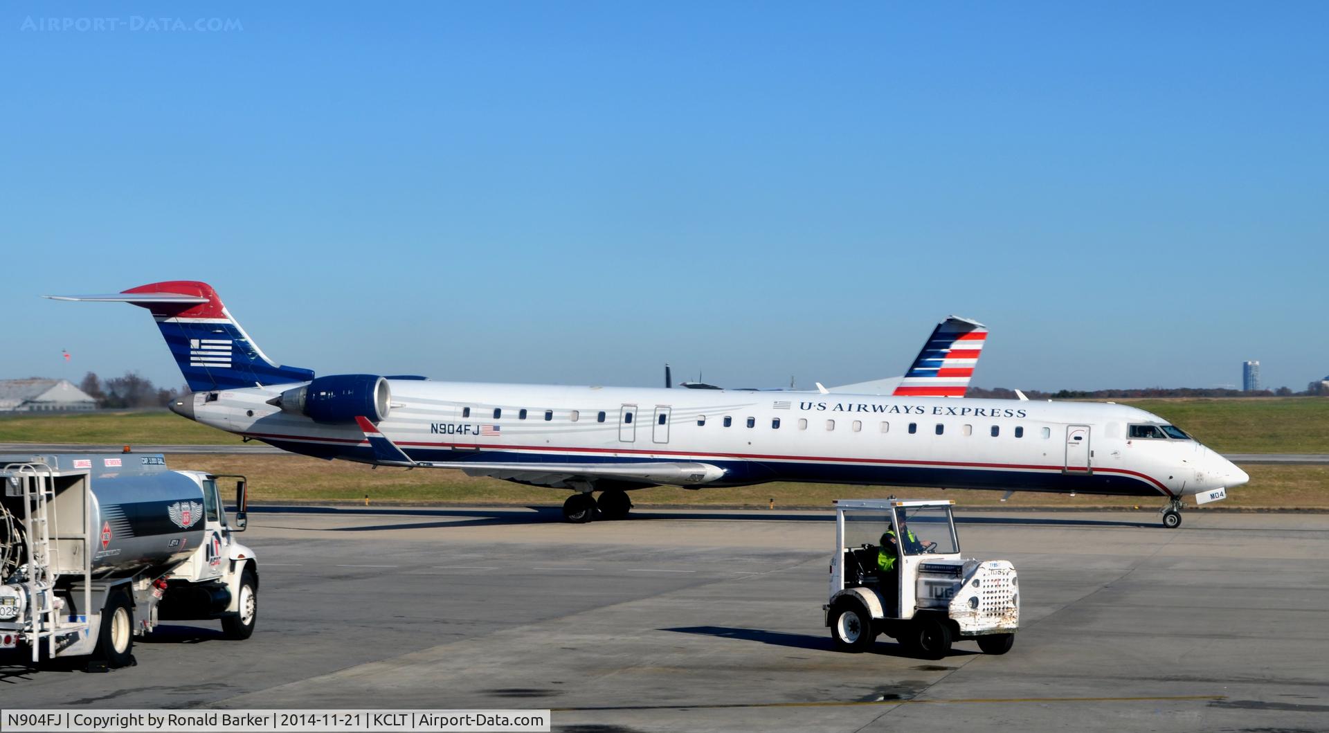 N904FJ, 2003 Bombardier CRJ-900ER (CL-600-2D24) C/N 15004, Taxi CLT