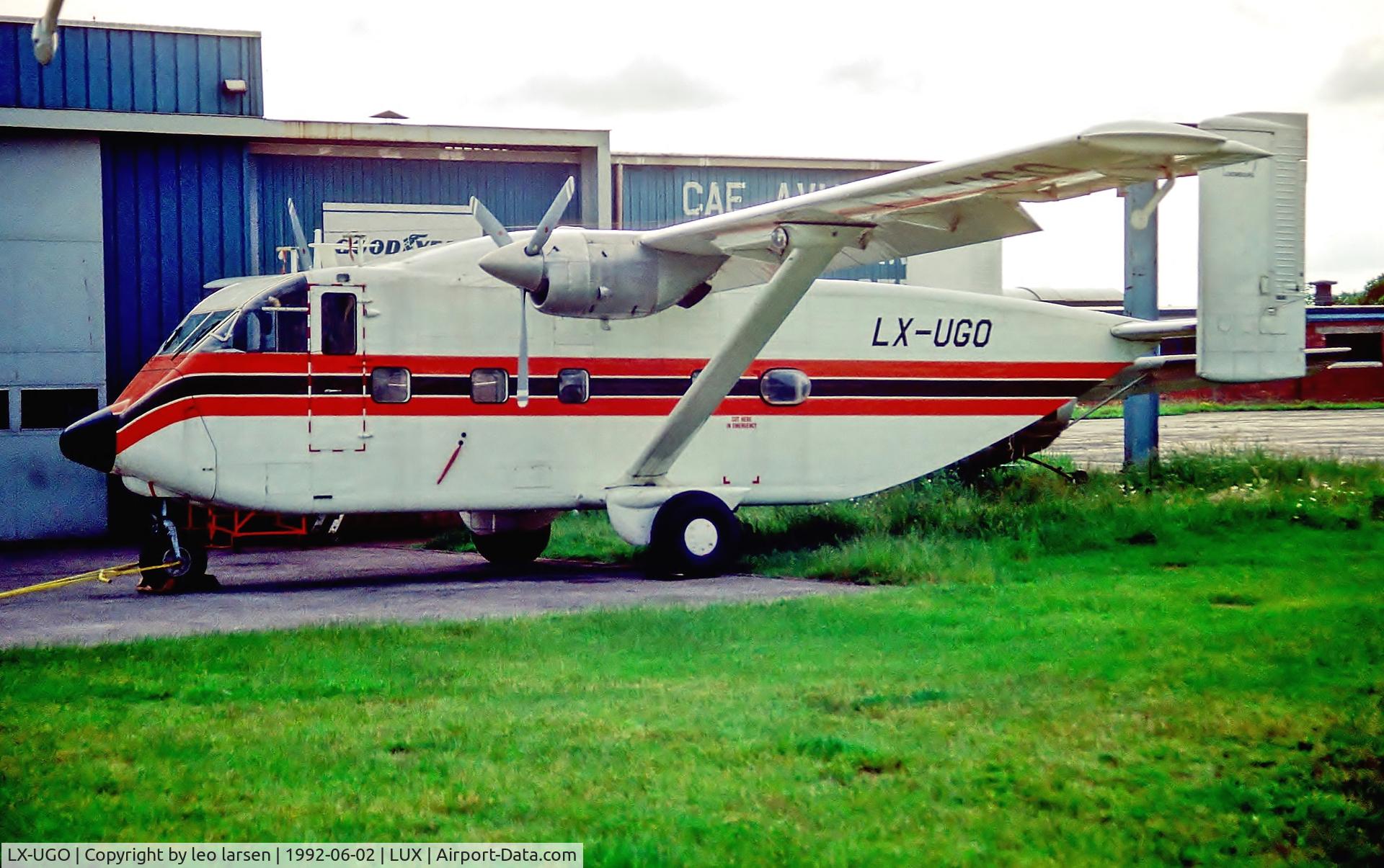 LX-UGO, 1975 Short SC-7 Skyvan 3M-400 C/N SH.1945, Luxsenbourg 2.6.92. Aircraft crashed 2.12.93 in Liberia