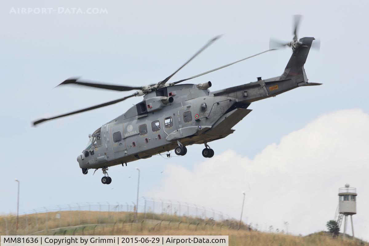 MM81636, AgustaWestland EH-101 Mk410 C/N 410009, Marina Militare Italiana participant due exercise ITALIAN BLADE 2015, vacating the landing zone. Called UH-101A in italian duty.