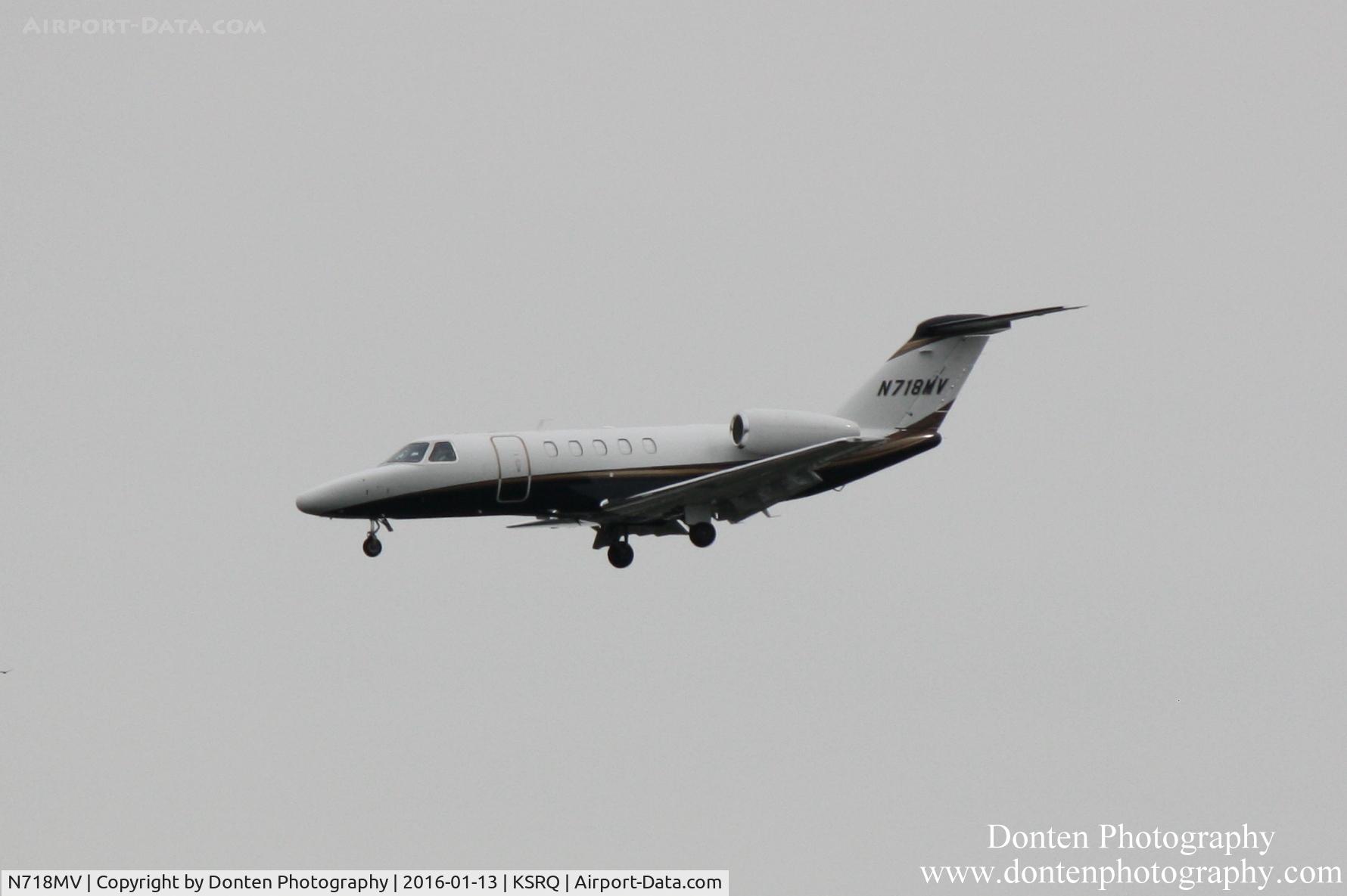 N718MV, 2011 Cessna 525C CitationJet CJ4 C/N 525C-0041, Cessna Citation IV (N718MV) arrives at Sarasota-Bradenton International Airport following flight from Thomasville Regional Airport