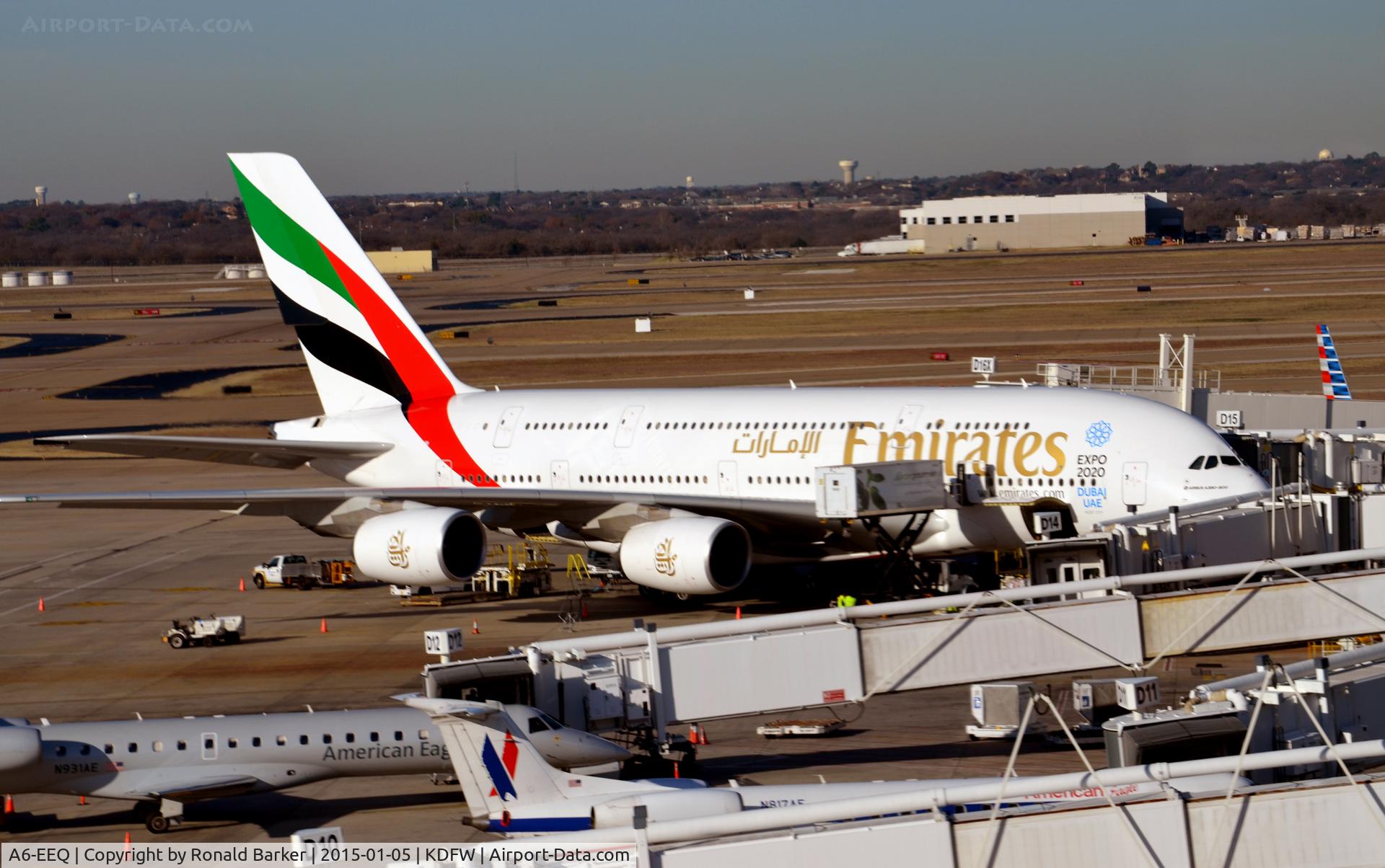 A6-EEQ, 2013 Airbus A380-861 C/N 141, Gate D15 DFW