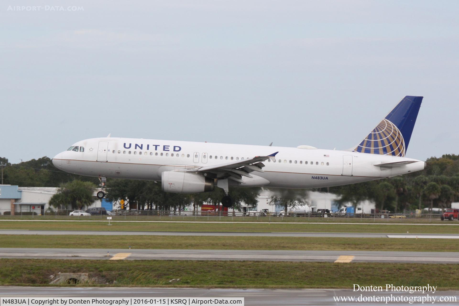 N483UA, 2001 Airbus A320-232 C/N 1586, United Flight 1778 (N483UA) arrives at Sarasota-Bradenton International Airport following flight from Chicago-O'Hare International Airport
