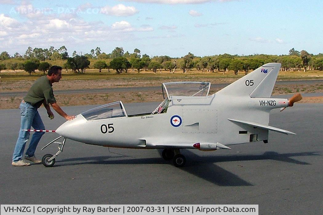 VH-NZG, 2004 Bede BD-5B C/N BD-5963, Bede BD-5B [BD-5963] Serpentine~VH 31/03/2007 Pilot Peter Gilbertson. Being pushed back into the hangar.