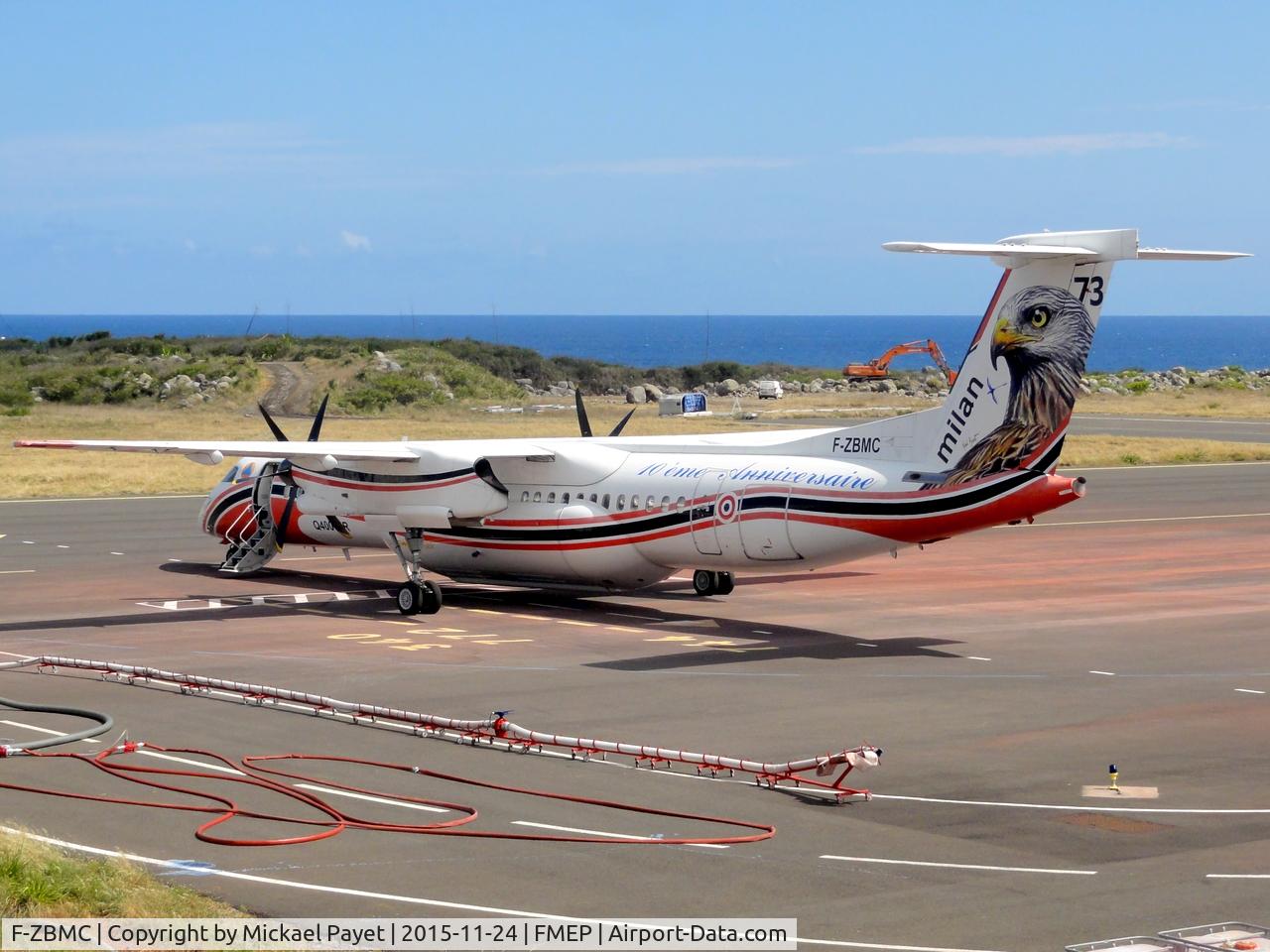 F-ZBMC, 2001 De Havilland Canada DHC-8-402Q-MR Dash 8 C/N 4040, Milan 73 in St Pierre-Pierrefonds (ZSE) for several weeks between October and December