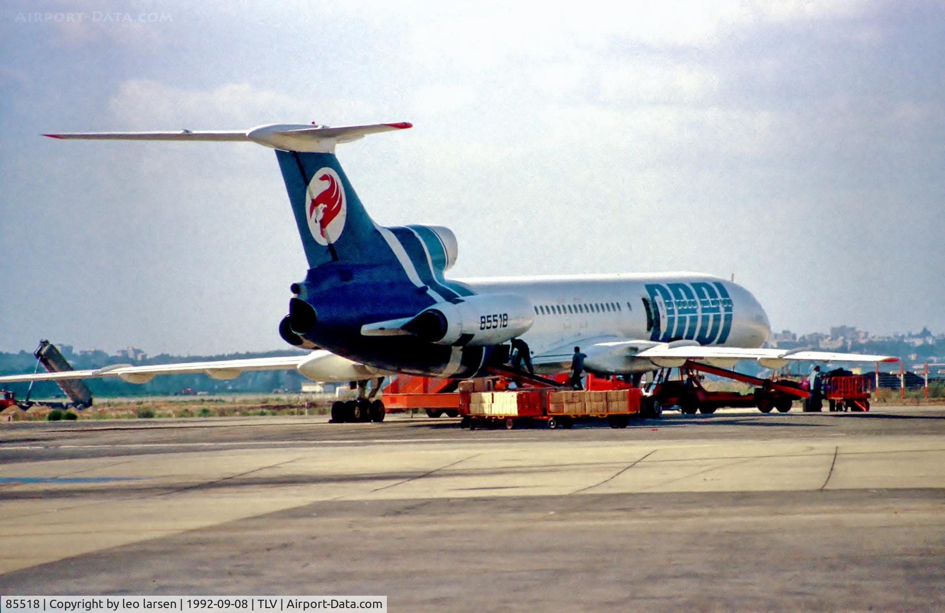 85518, 1981 Tupolev Tu-154B-2 C/N 81A518, TLV  Tel Aviv 8.9.92