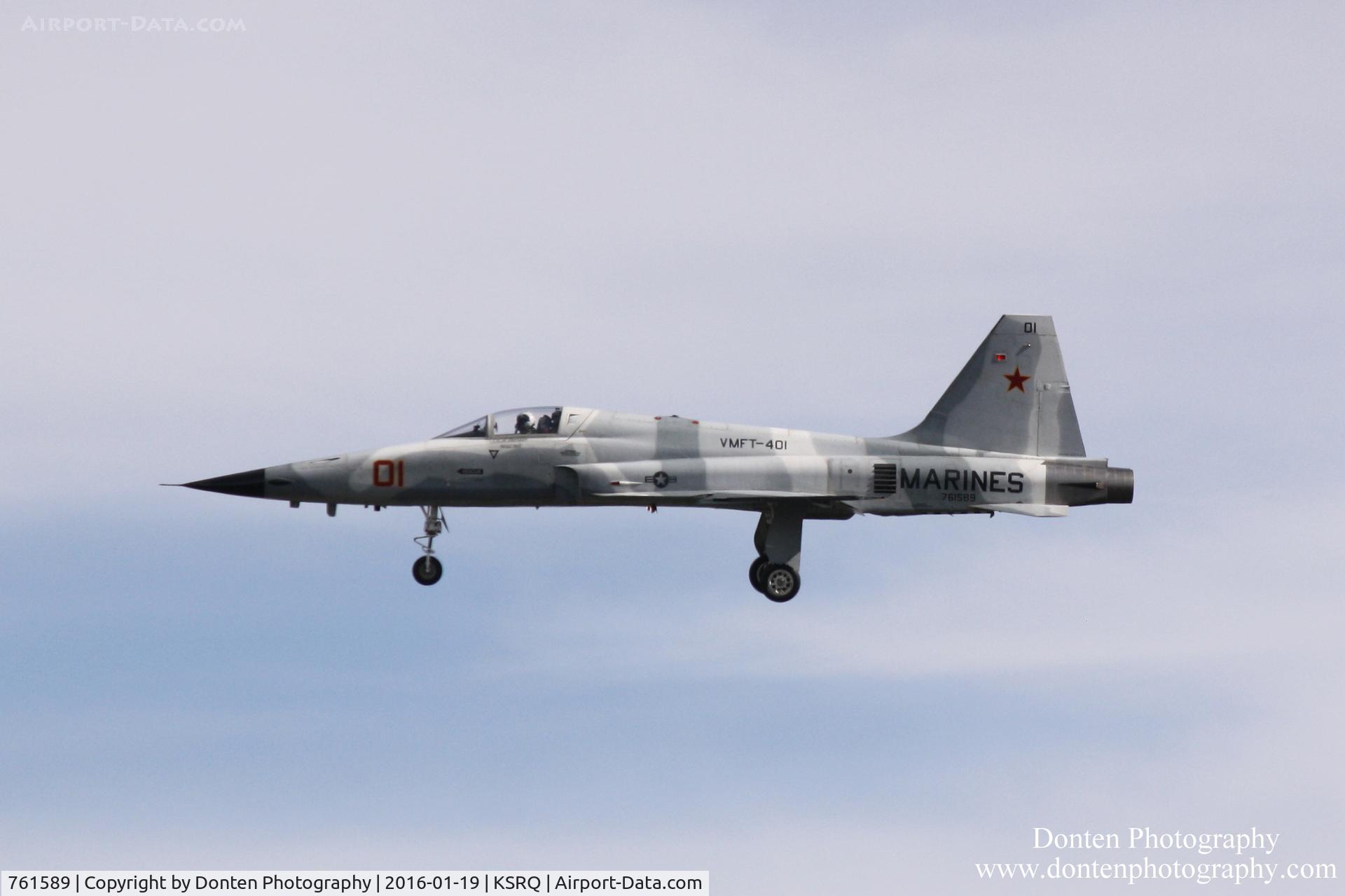761589, 1976 Northrop F-5N Tiger II C/N L.1064, US Marine Corps F-5 Tiger II (761589) from Marine Corps Air Station Yuma arrives at Sarasota-Bradenton International Airport