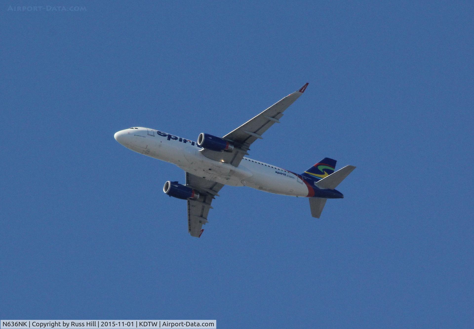 N636NK, 2015 Airbus A320-232 C/N 6424, On approach to DTW, approx. 15 miles out.