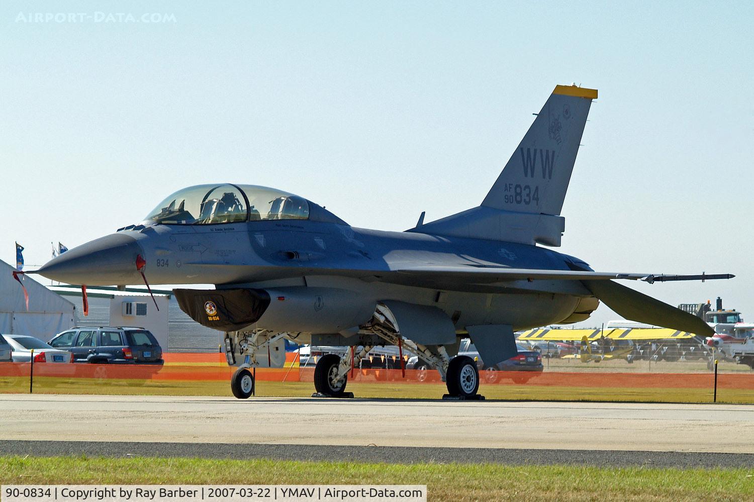90-0834, General Dynamics F-16DJ Fighting Falcon C/N CD-1, General Dynamics F-16DJ Fighting Falcon [CD-1] (United States Air Force) Avalon~VH 22/03/2007
