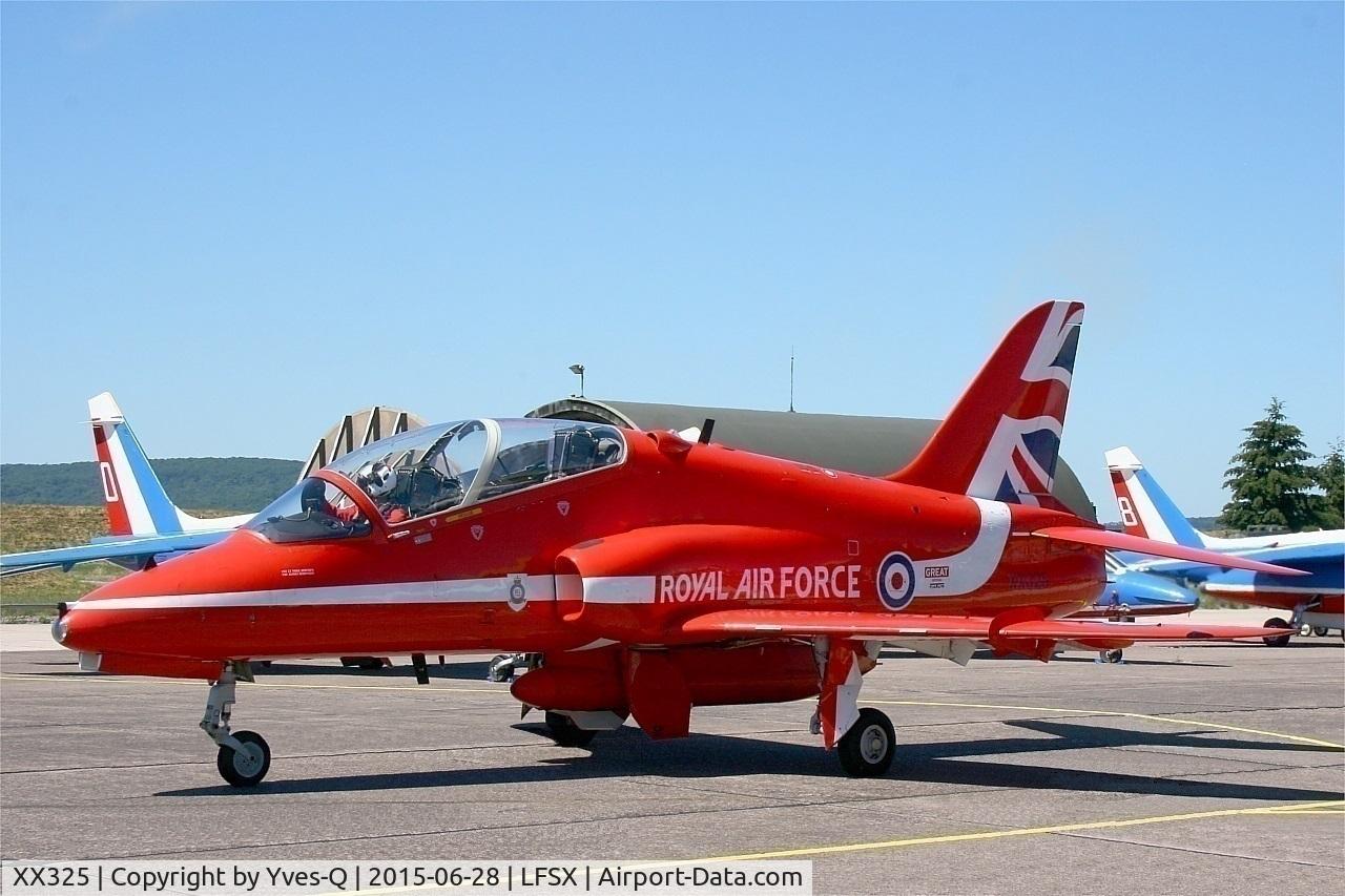 XX325, 1980 Hawker Siddeley Hawk T.1 C/N 169/312150, Royal Air Force Red Arrows Hawker Siddeley Hawk T.1, Taxiing to holding point, Luxeuil-St Sauveur Air Base 116 (LFSX) Open day 2015