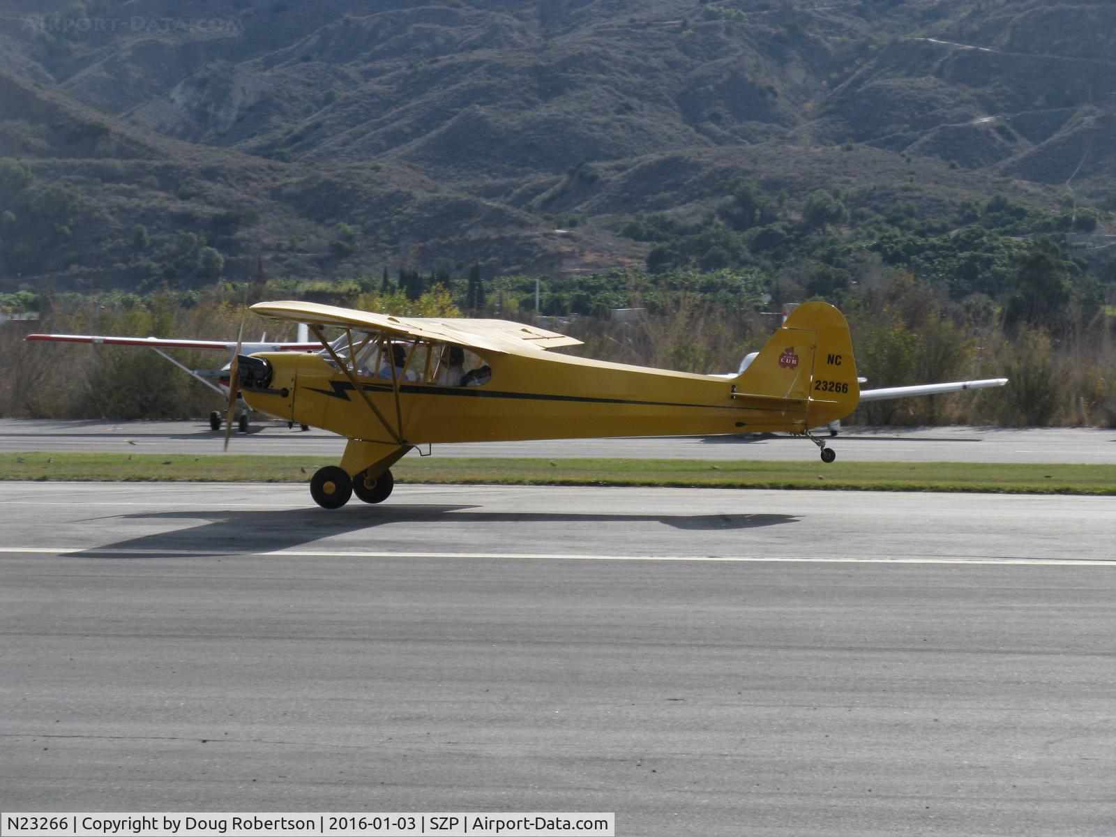 N23266, 1939 Piper J3C-65 Cub Cub C/N 3113, 1939 Piper J3C-65 CUB, Continental A&C65 65 Hp, landing roll Rwy 04