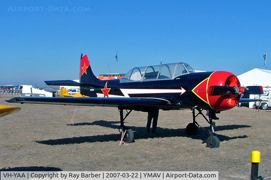 VH-YAA, 1981 Yakovlev Yak-52 C/N 811602, Yakovlev Yak-52 [811602] Avalon~VH 22/03/2007