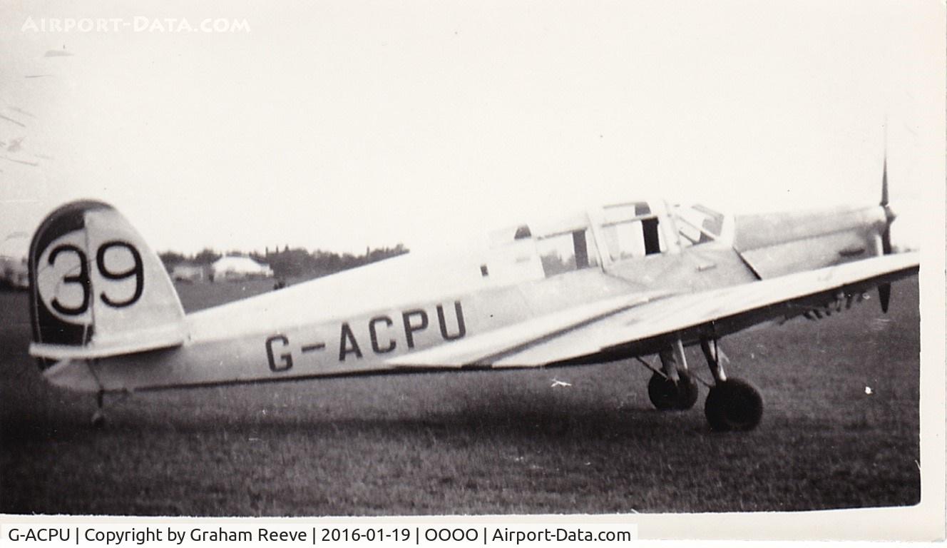 G-ACPU, 1938 British Aircraft Manufacturing Company Ltd B.K.1 Eagle C/N 2, Recently discovered photograph.
