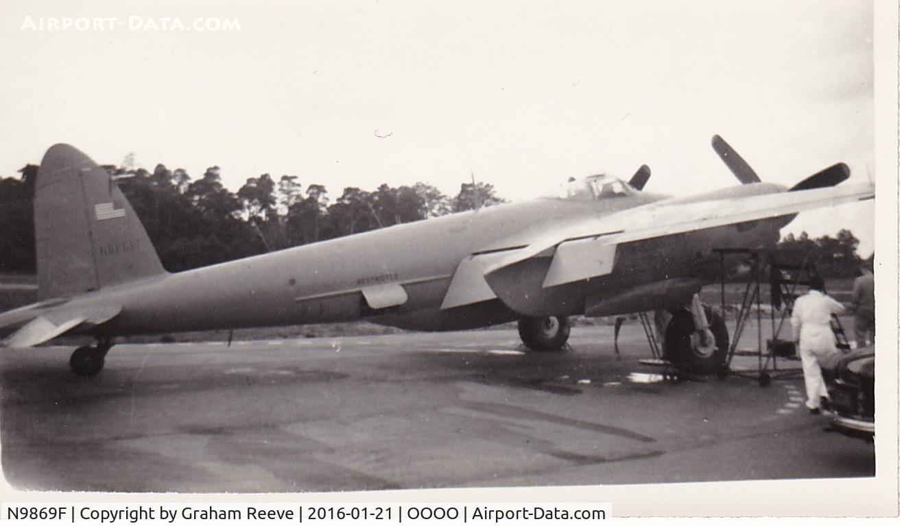 N9869F, De Havilland DH.98 Mosquito PR.34 C/N 982734, Recently discovered photograph. On the US reg from 5th Jun 56 to 25 Sep 56 and registered to Jack Amman Photogrammetric Engineers Inc, San Antonio, Texas.