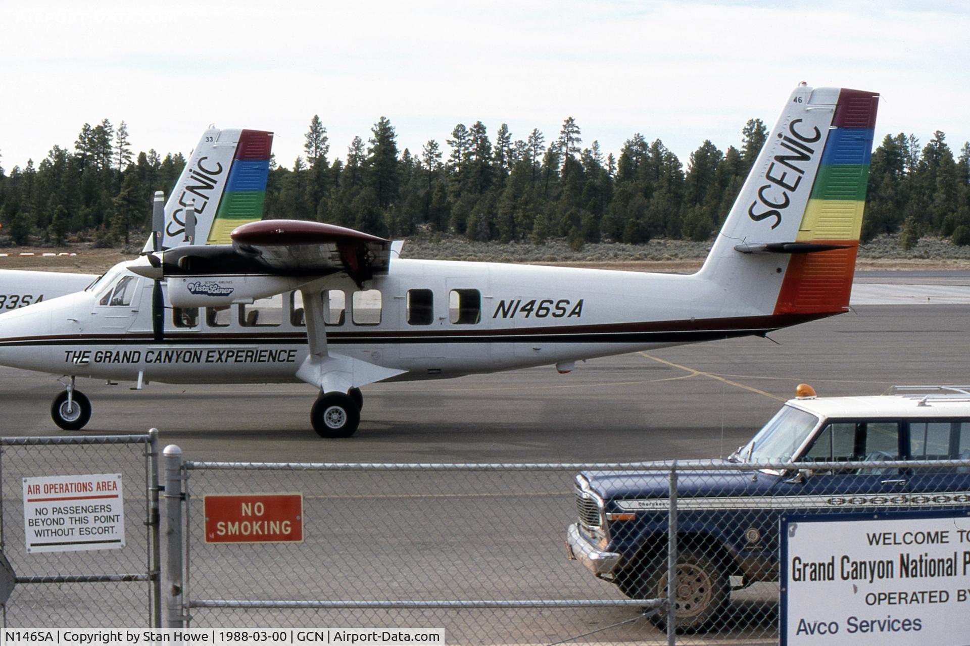 N146SA, 1976 De Havilland Canada DHC-6-300 Twin Otter C/N 514, Scenic tours airplane at Grand Canyon National Park (GCN) in 1988.