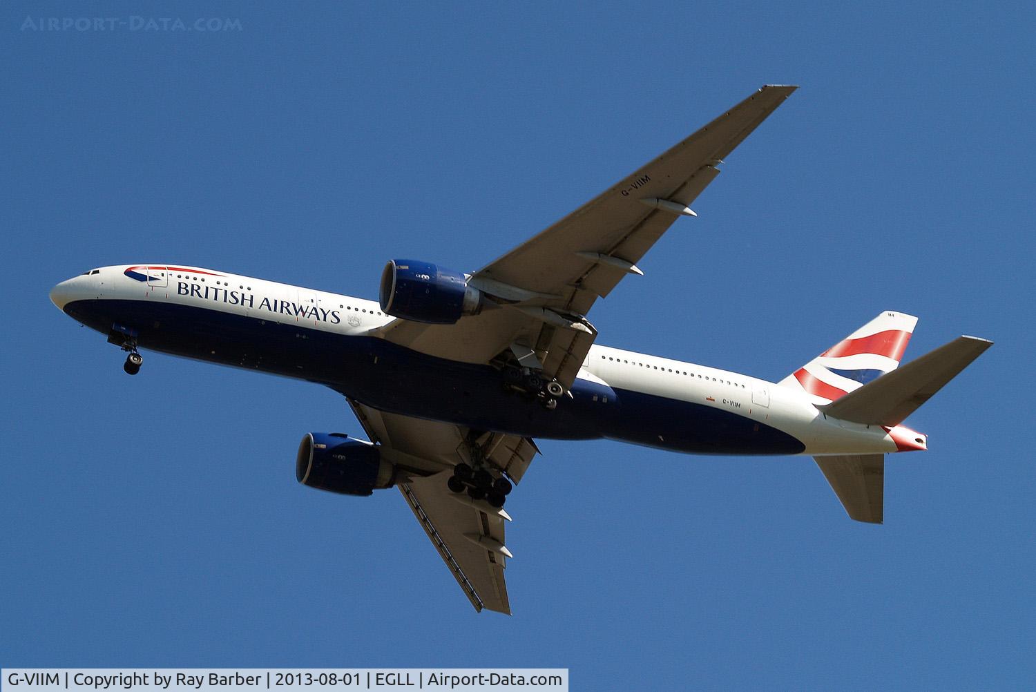 G-VIIM, 1998 Boeing 777-236/ER C/N 28841, Boeing 777-236ER [28841] (British Airways) Home~G 01/08/2013. On approach 27R.