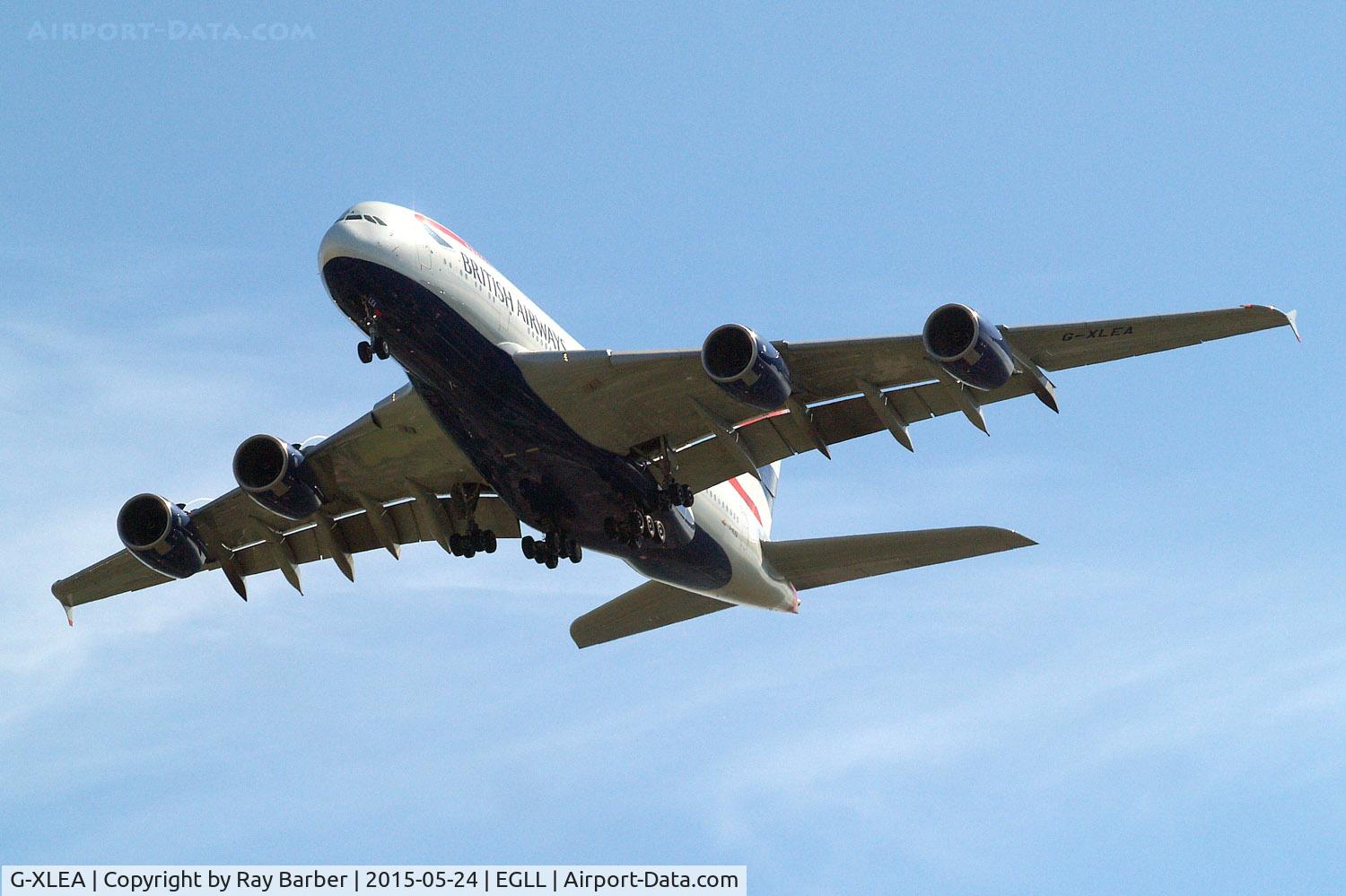 G-XLEA, 2012 Airbus A380-841 C/N 095, Airbus A380-841 [095] (British Airways) Home~G 24/05/2015. On approach 27R.