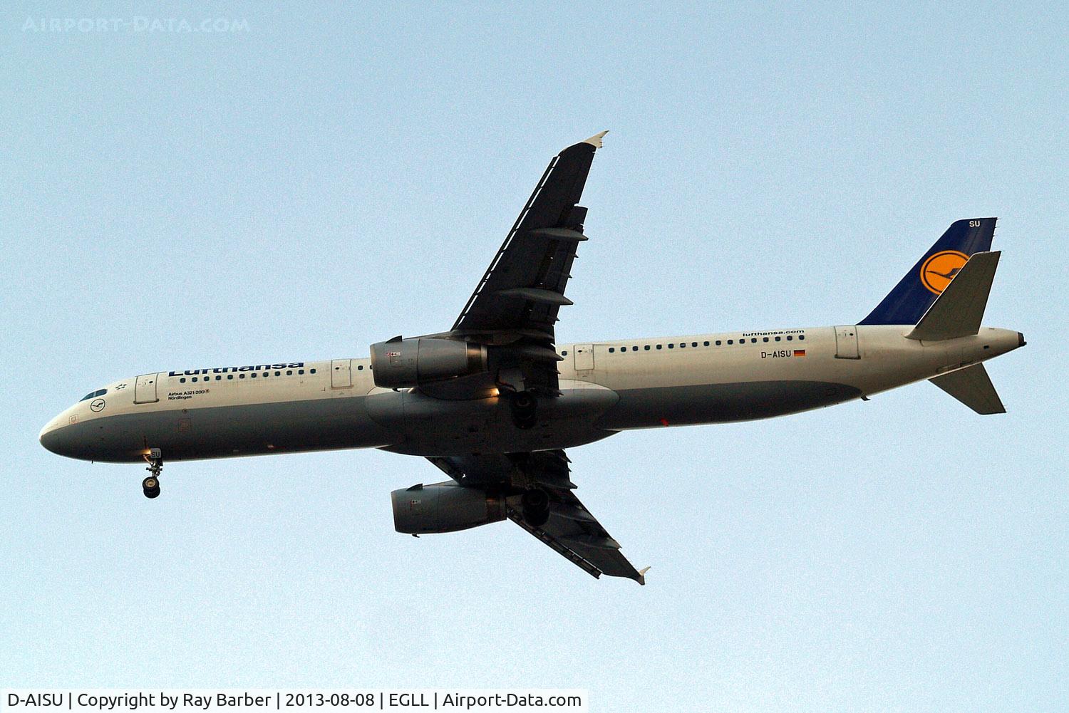 D-AISU, 2009 Airbus A321-231 C/N 4016, Airbus A321-231 [4016] (Lufthansa) Home~G 08/08/2013. On approach 27R.