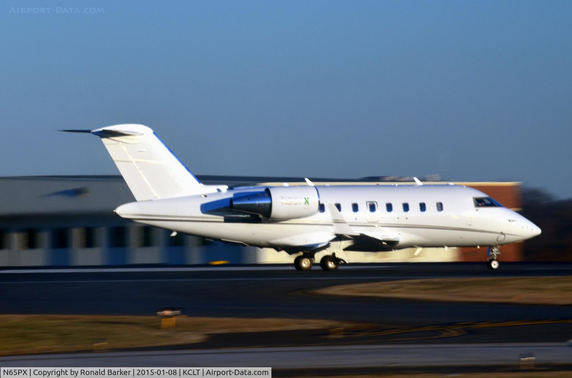 N65PX, 2009 Bombardier Challenger 604 (CL-600-2B16) C/N 5804, Takeoff roll CLT
