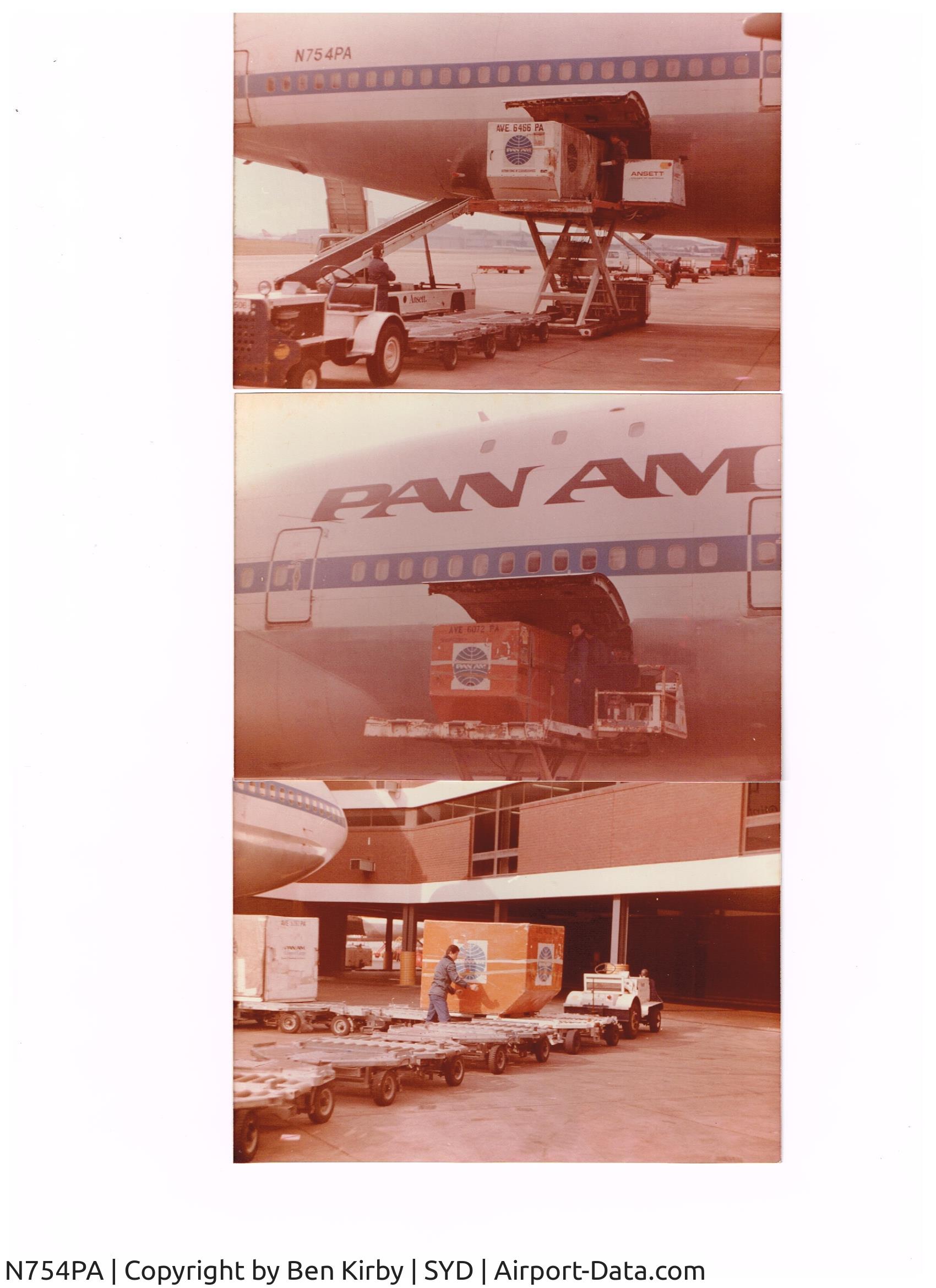 N754PA, 1970 Boeing 747-121 C/N 19658, Still at SYD in the 80s.