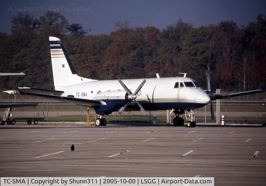 TC-SMA, 1966 Grumman G-159 Gulfstream 1 C/N 172, Parked at the General Aviation area...