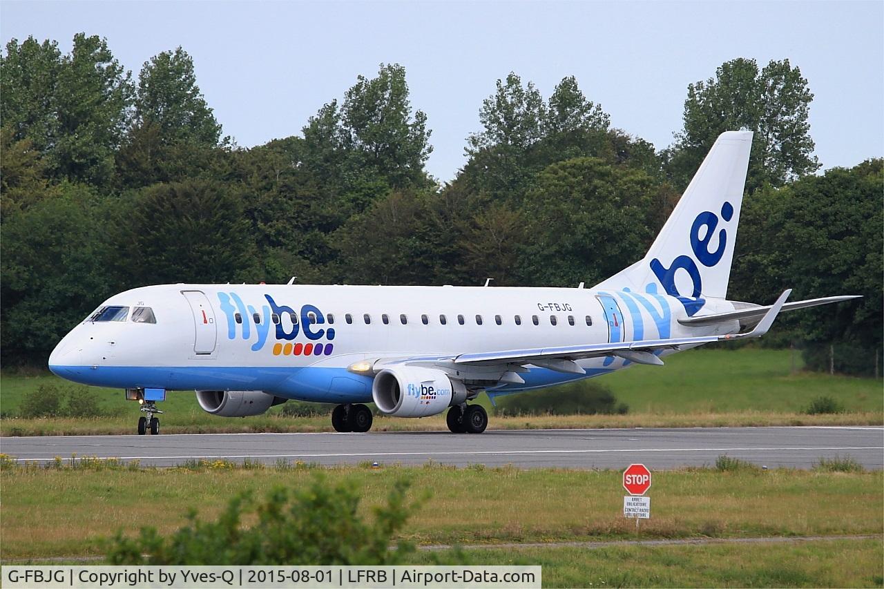 G-FBJG, 2012 Embraer 175STD (ERJ-170-200) C/N 17000344, Embraer ERJ-175STD, Lining up prior take off rwy 25L, Brest-Bretagne airport (LFRB-BES)