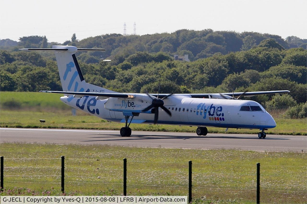 G-JECL, 2005 De Havilland Canada DHC-8-402Q Dash 8 C/N 4114, De Havilland Canada DHC-8-402Q Dash 8, Take off run rwy 07R, Brest-Bretagne Airport (LFRB-BES)