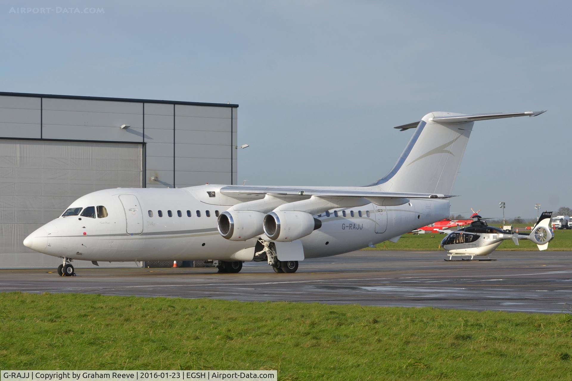 G-RAJJ, 1988 British Aerospace BAe.146-200 C/N E2108, Parked at Norwich.