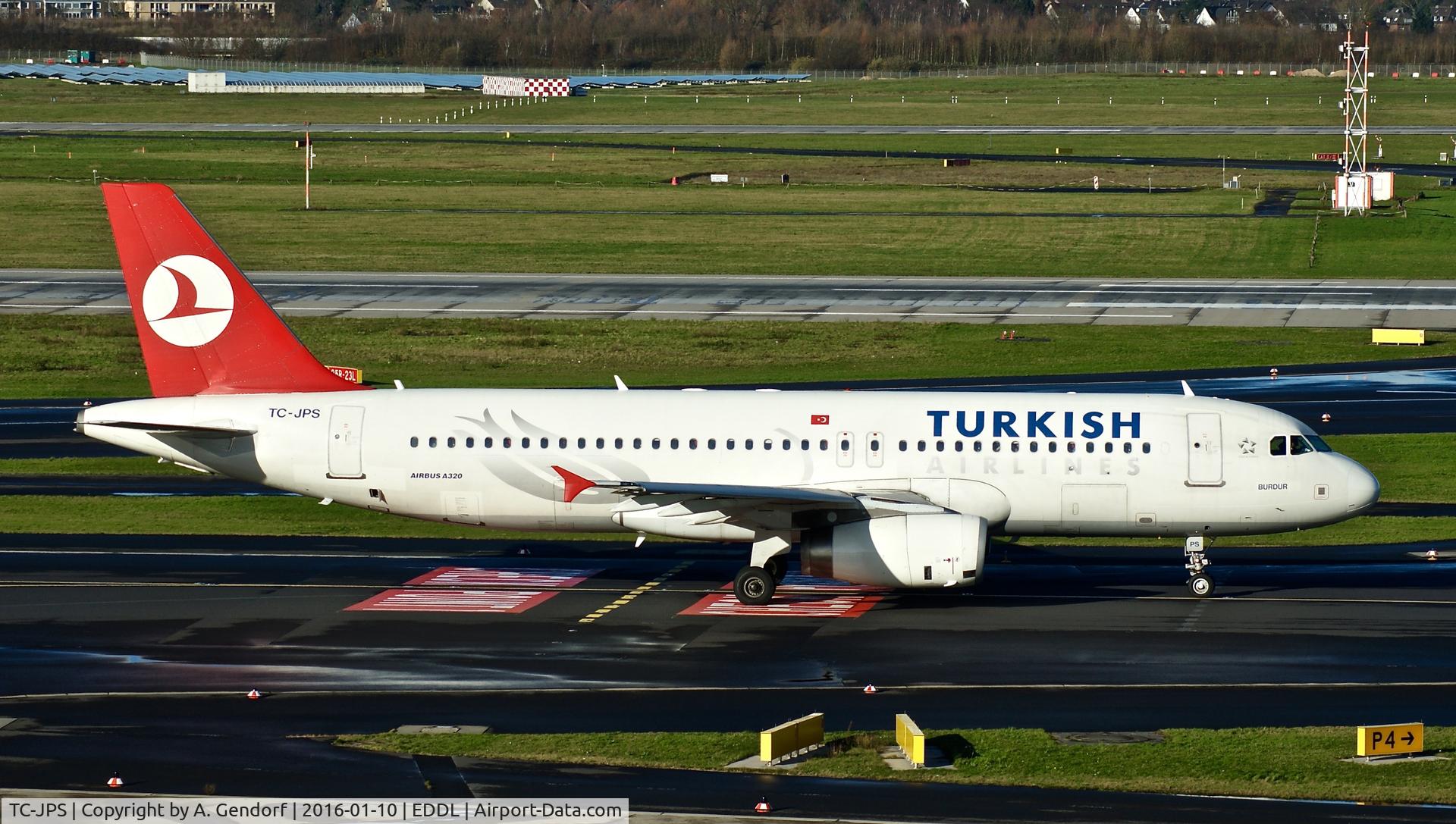 TC-JPS, 2008 Airbus A320-232 C/N 3718, Turkish Airlines, is here taxiing at Düsseldorf Int'l(EDDL)