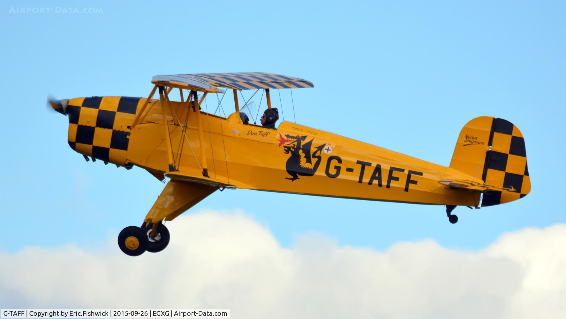 G-TAFF, 1957 CASA 1-131E Jungmann C/N 1129, 41. G-TAFF departing at The Yorkshire Air Show, Church Fenton, Sept. 2015.