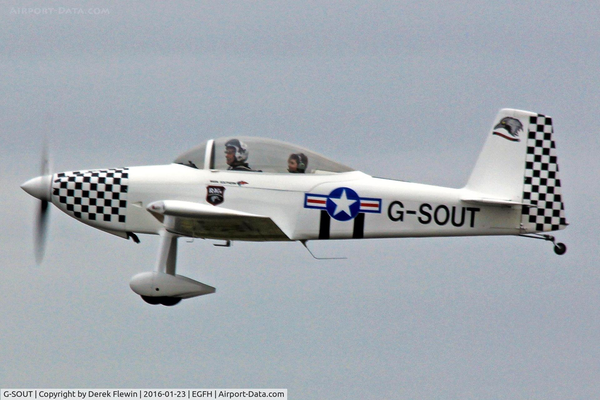 G-SOUT, 2006 Vans RV-8 C/N PFA 303-13295, RV-8, Sleap based, Raven 5, previously G-CDPJ, seen departing runway 10 en-route RTB.
