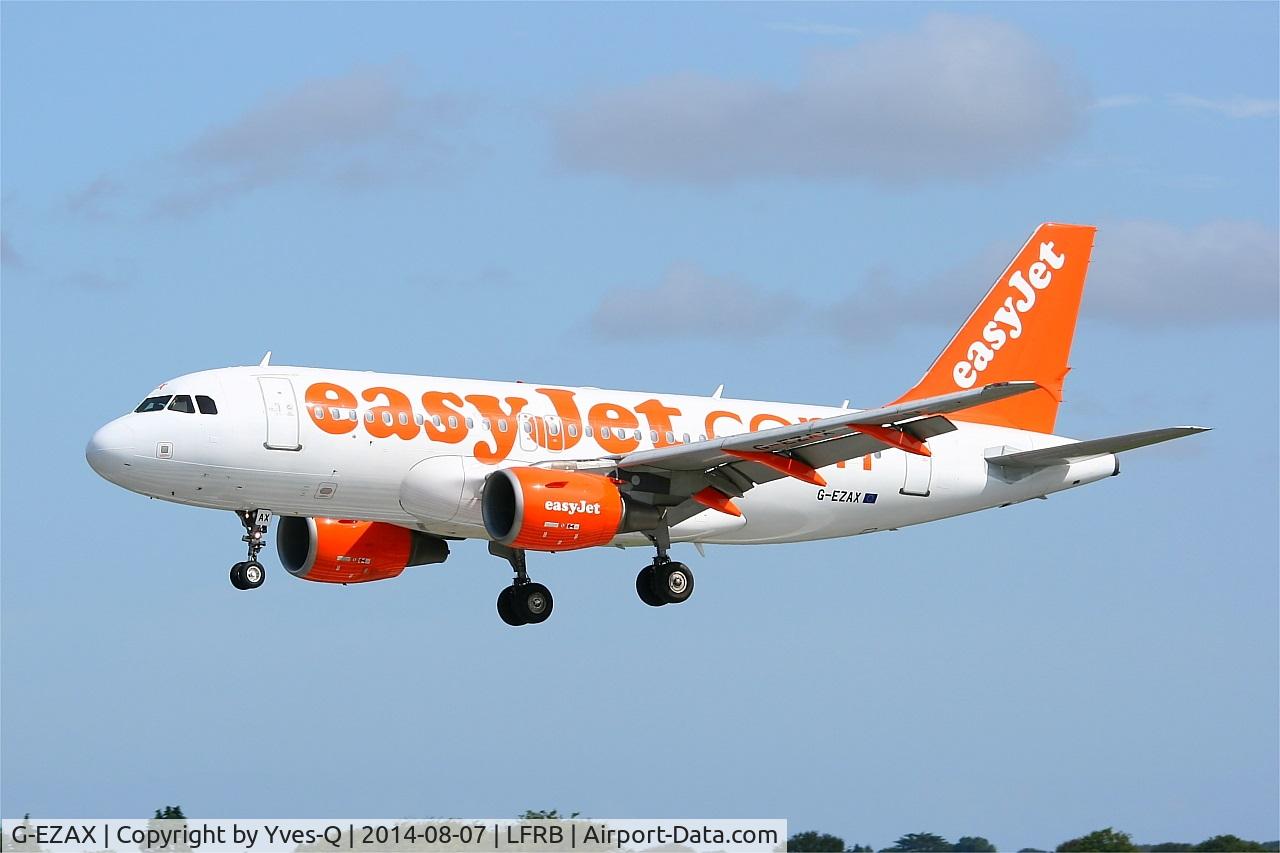 G-EZAX, 2006 Airbus A319-111 C/N 2818, Airbus A319-111, On final rwy 25L, Brest-Bretagne Airport (LFRB-BES)
