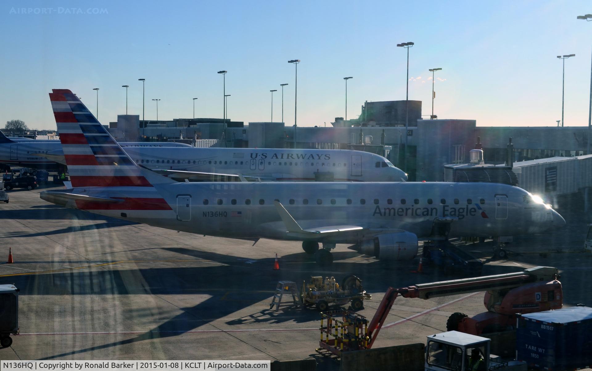 N136HQ, 2008 Embraer 175LR (ERJ-170-200LR) C/N 17000228, At the gate CLT