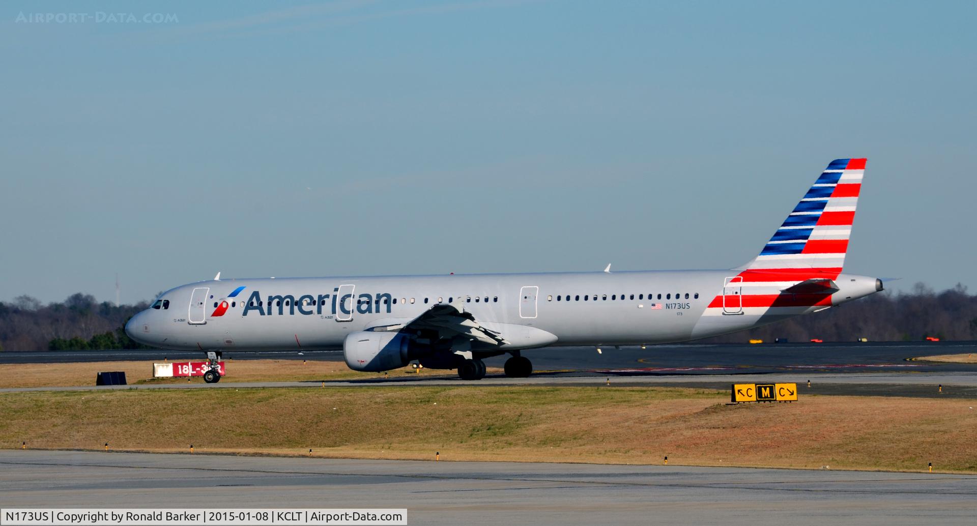 N173US, 2001 Airbus A321-211 C/N 1481, Landing CLT