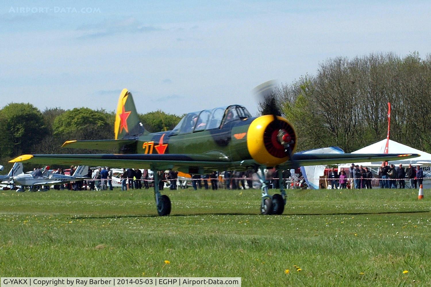 G-YAKX, 1991 Yakovlev (Aerostar) Yak-52 C/N 9111307, Yakovlev Yak-52 [9111307] Popham~G 03/05/2014