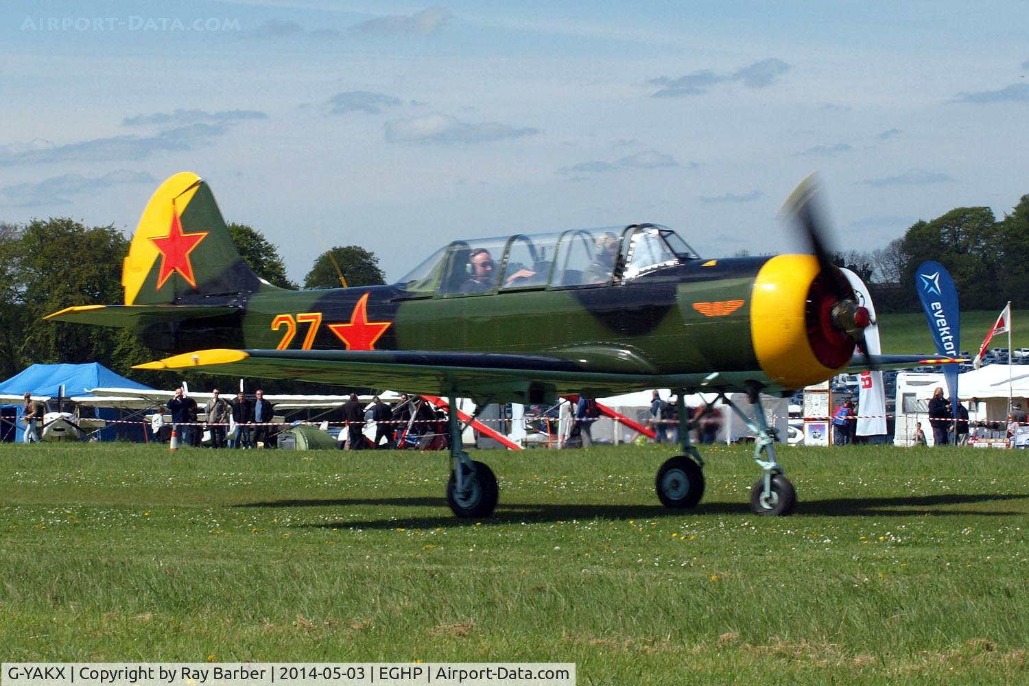 G-YAKX, 1991 Yakovlev (Aerostar) Yak-52 C/N 9111307, Yakovlev Yak-52 [9111307] Popham~G 03/05/2014